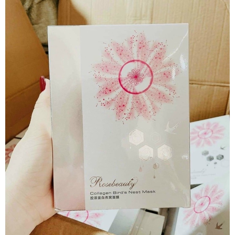 Mặt Nạ Dưỡng Da collagen Yến Tươi Rose beauty dưỡng trắng, chống lão hoá cho da - Hàng Chính Hãng