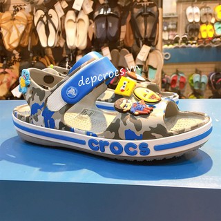 Sandal crocs bé trai bé gái, sandal cross cho bé trai màu camo lính xanh dương tặng kèm jibbitz stickers 2d -Cross house