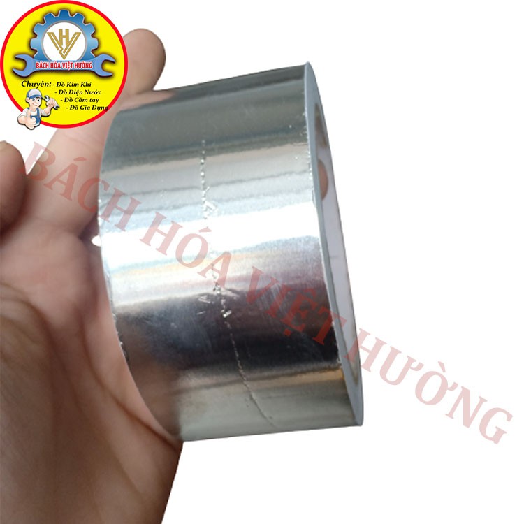 Băng keo bạc nhôm, băng keo cách nhiệt chống cháy bản 5cm, độ bám dính chắc bền, băng dính bạc, băng dính chống cháy