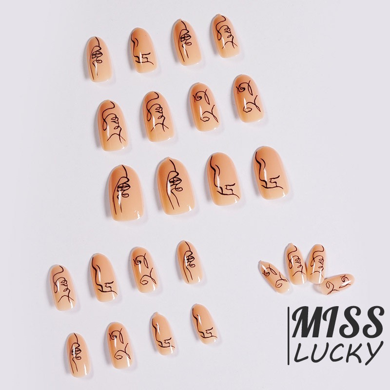 ❤Bộ 24 Móng Tay Giả Trang Trí Nghệ Thuật Xinh Xắn