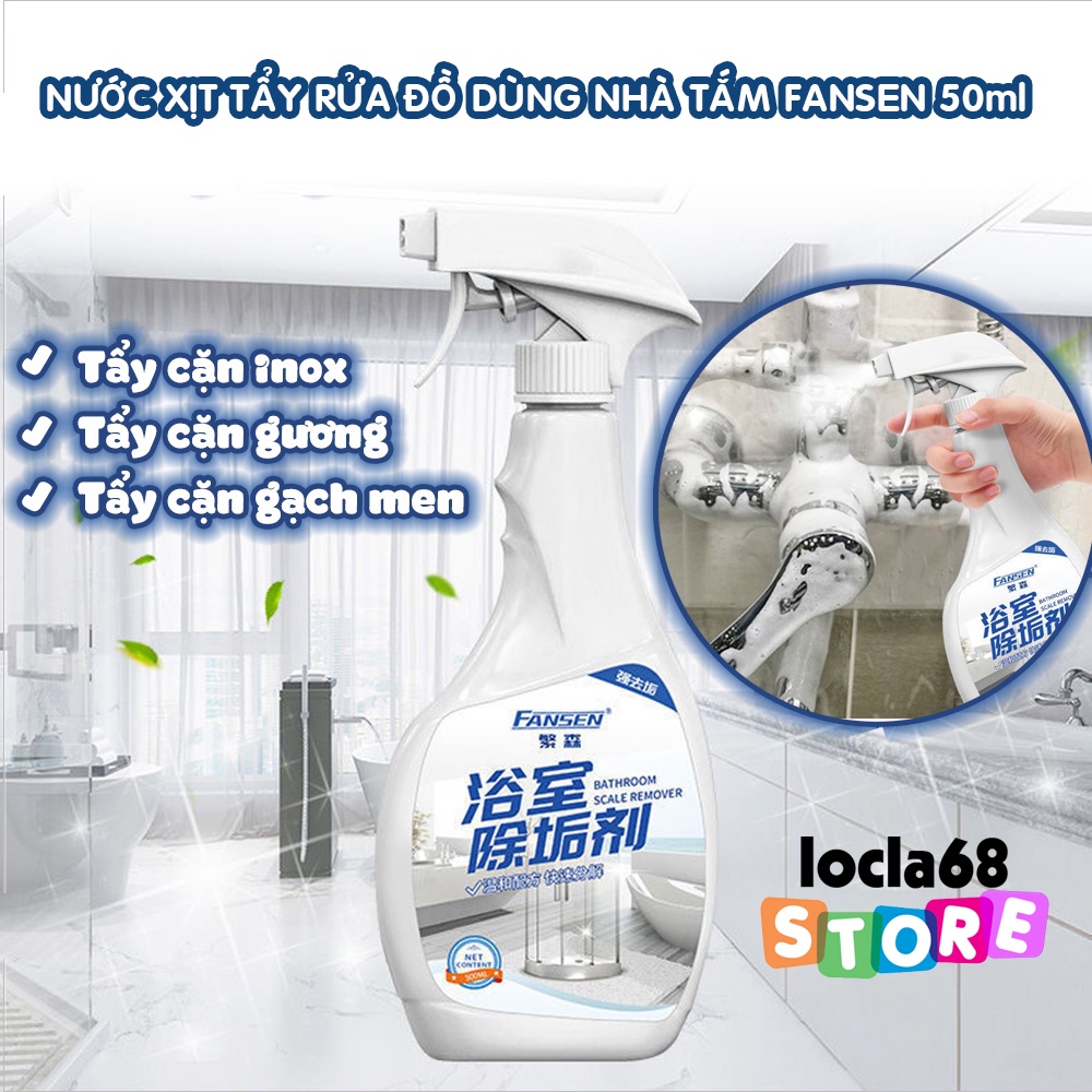 Nước xịt tẩy rửa Fansen 500ml vệ sinh phòng tắm nhà bếp vòi nước inox tẩy vòi sen tẩy gương kính tẩy cặn bồn rửa