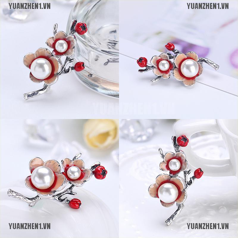 [YUANZHEN1] Trâm Cài Áo Hình Hoa Ngọc Trai Tráng Men Cho Cô Dâu