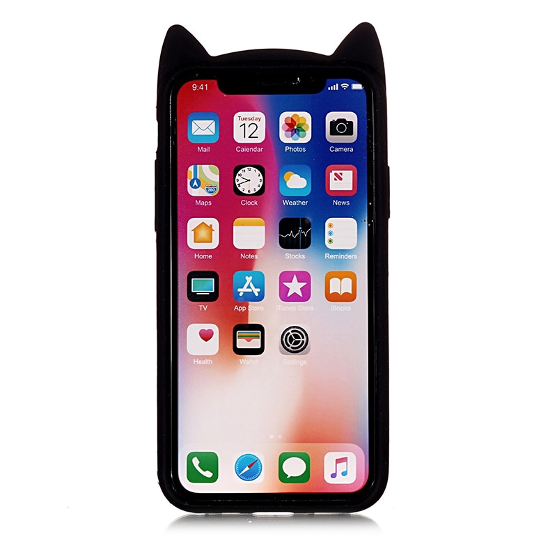 Ốp điện thoại silicone mềm tạo hình mèo xinh xắn cho iPhone 6/6S/6+/6S+/7/8/7+/8+/X/XS/XR/XS Max