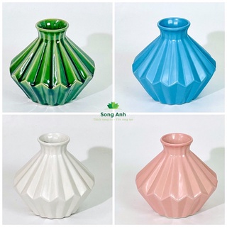 Lọ gốm kim cương cắm hoa để bàn trang trí phòng khách Bát Tràng