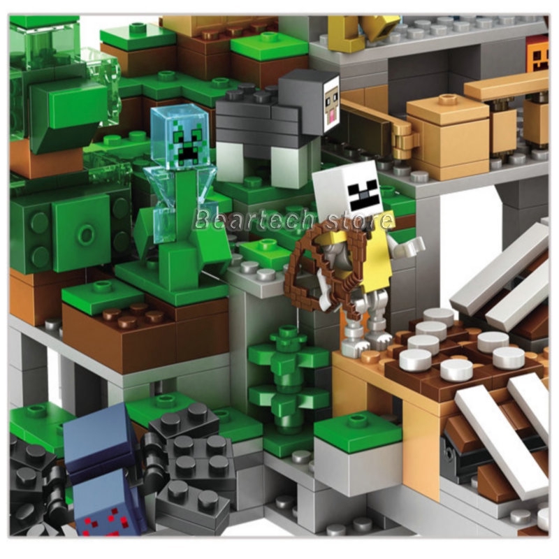 Minecraft The Mountain Cave Fit Lego 21137 Building Block with Action Figures My World Bricks Set Gifts Toys