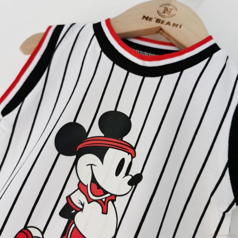 Áo Liền Quần In Hình Chuột Mickey Đáng Yêu Cho Bé