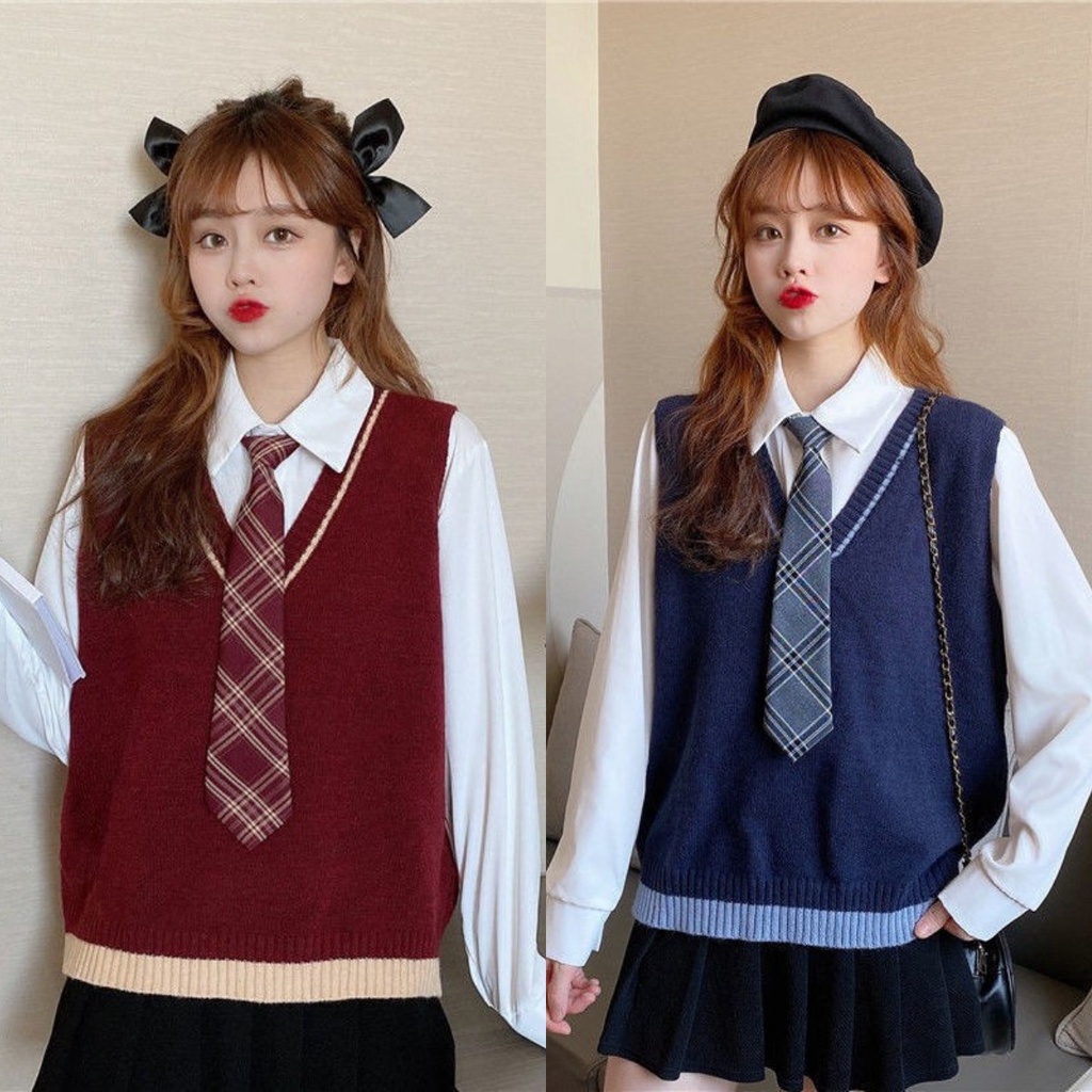 Áo khoác không tay phối họa tiết caro sành điệu