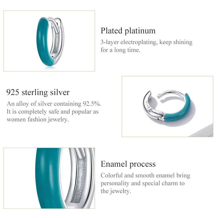 1 Bông Tai Bamoer Chính Hãng Bằng Bạc 925 Màu Vàng / Bạc BSE488-BU Đơn Giản Thời Trang Cho Nữ