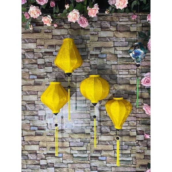 Combo 4cái Đèn lồng trang trí Hội An gấm CÓ SẴN 20cm,30cm,40cm,45cm
