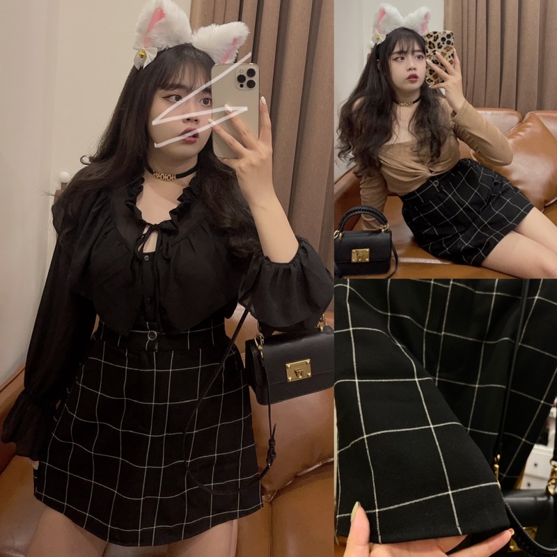 Chân Váy A Kẻ Ô Vuông Kaki Dạ Maii Thươngg Bigsize | BigBuy360 - bigbuy360.vn