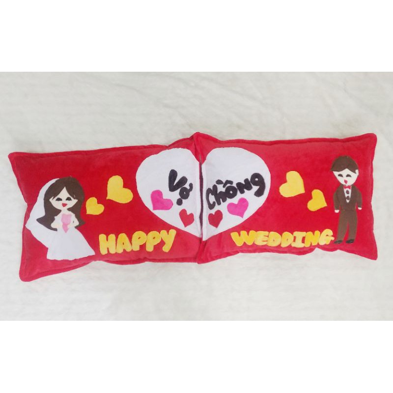 Cặp gối cưới handmade may tên theo yêu cầu