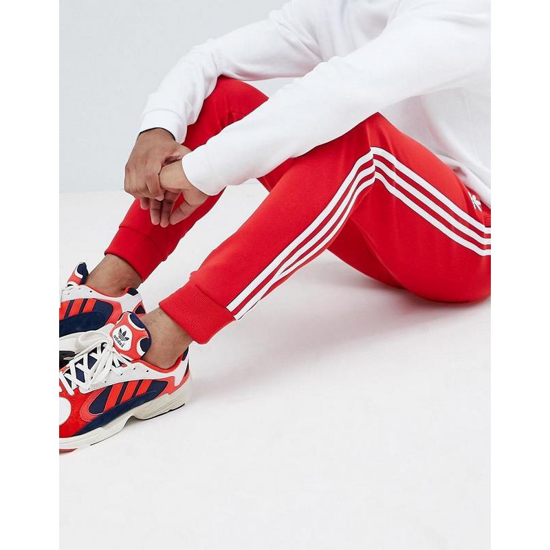 ⚡️FREE SHIP⚡️ Quần nỉ Adidas Cuffed Track Pants màu đỏ sọc trắng XUẤT DƯ FULL TEM TAG