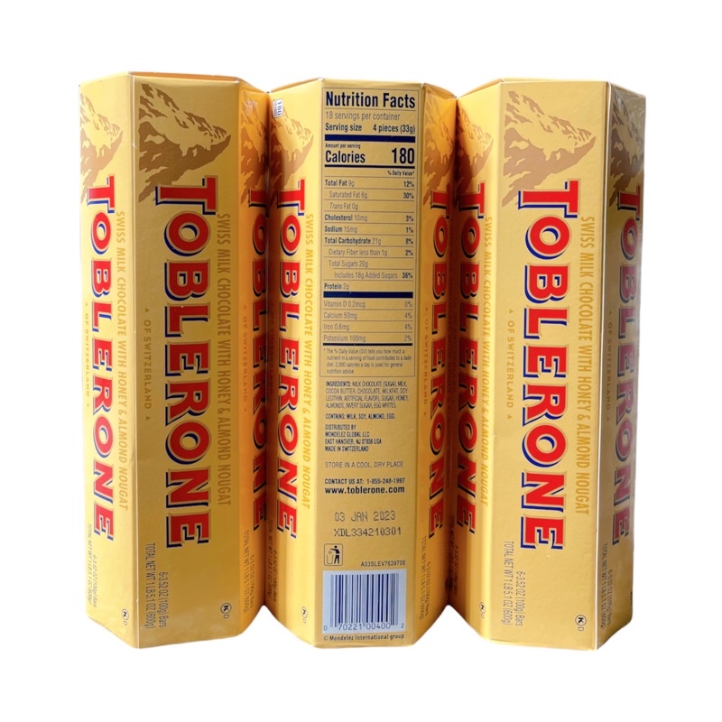 Sô cô la SỮA MẬT ONG & HẠNH NHÂN TOBLERONE Hộp 6 Thanh 600g