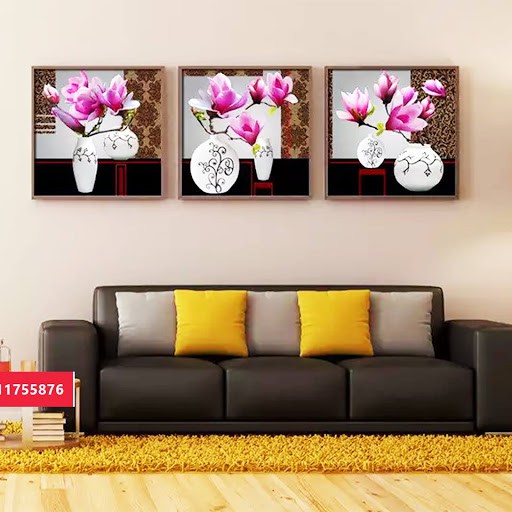 Tranh Đính Đá HOA LAN BỘ 3 BỨC (ĐÁ ABC CAO CẤP). Kích Thước: 1m50 x 54cm