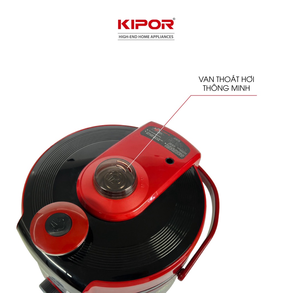 Nồi áp suất điện KIPOR KP-AS351-6L-đa chức năng 7 trong 1-Lòng nồi 5 lớp chống dính TEFLON-Bảo hành tại nhà 12 tháng