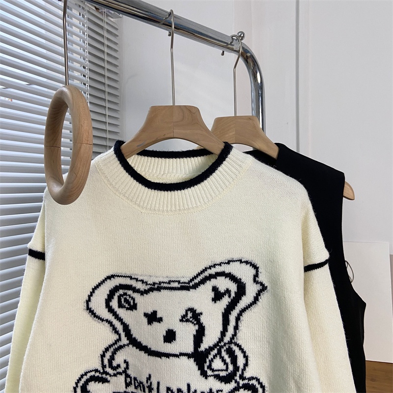 Áo Sweater Dệt Kim Mềm Dáng Rộng Kiểu Retro Thời Trang Mùa Thu Cho Nữ