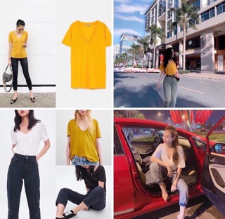 Áo phông Zara Basic cổ tim