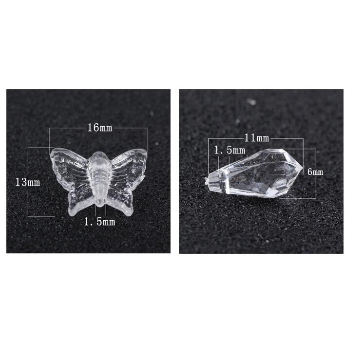 Hạt Xỏ Lỗ Bằng acrylic Trắng Trong Suốt Hình Bướm 1.5mm y1189 diy