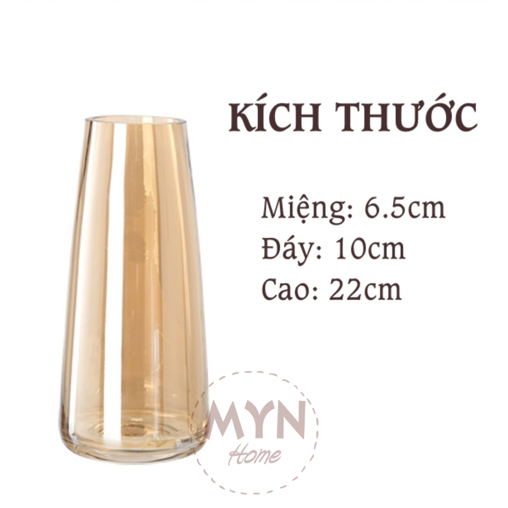 Lọ hoa thủy tinh Symphony - Phong cách Bắc Âu cao 22cm - 3 màu MYN Home