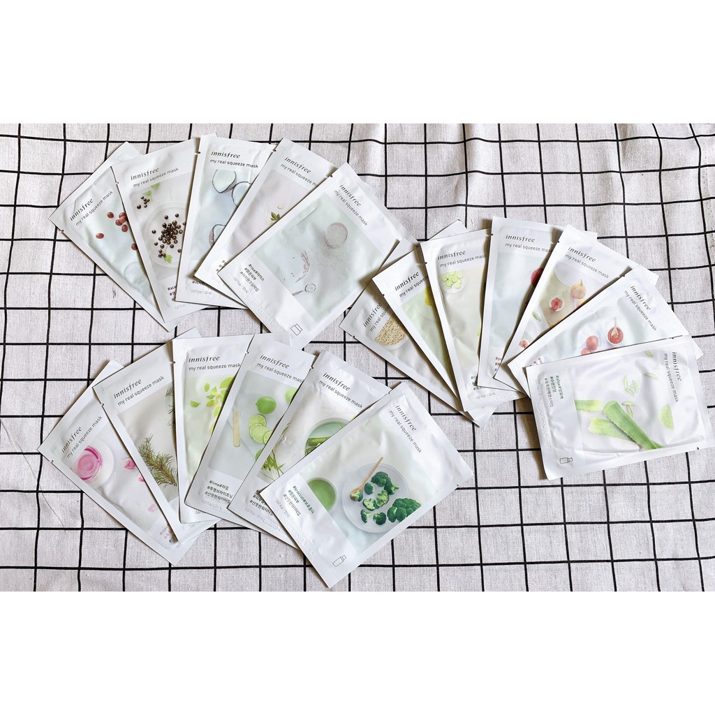 Mặt Nạ Giấy Innisfree 18 Vị Chiết Xuất Mặt Nạ Giấy Innisfree My Real Squeeze Mask