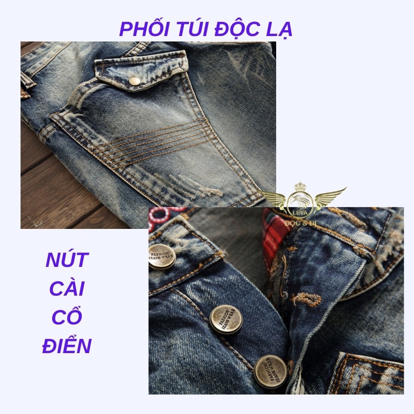 Quần jean nam ống suông cao cấp độc lạ LEVAMEN chất liệu cotton không co giãn Basic lịch lãm phối túi chéo QJ049 | BigBuy360 - bigbuy360.vn