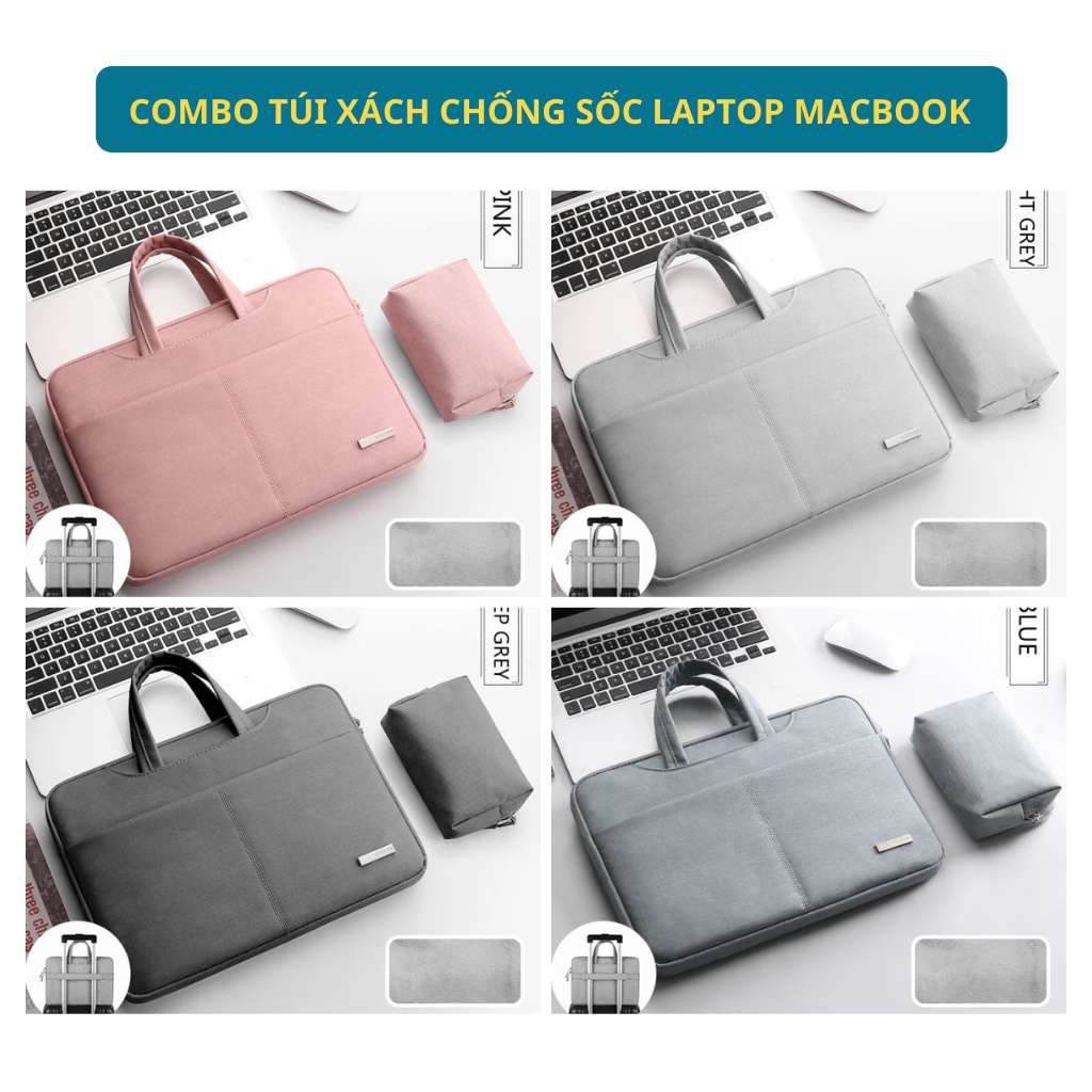 Túi chống sốc laptop macbook kèm túi nhỏ đựng phụ kiện thời trang 15inch, 14inch, 13inch
