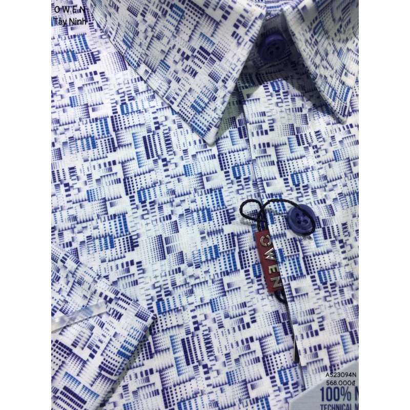 Áo Sơ Mi Nam Ngắn Tay Owen AS23094N Sơ Mi Cộc Tay Công Sở Cao Cấp Màu Trắng In Hình | BigBuy360 - bigbuy360.vn