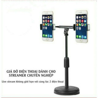 (Sỉ) Giá Đỡ Kẹp Điện Thoại LiveStream, Giá Đỡ 2 Điện Thoại Livestream Để Bàn, Cây Live Stream Chuyên Nghiệp