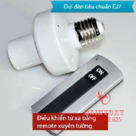 [Freeship - 1 Đổi 1] Đui đèn điều khiển từ xa thông minh xoáy e27 chuôi có kèm remote bằng sóng RF xuyên tường .