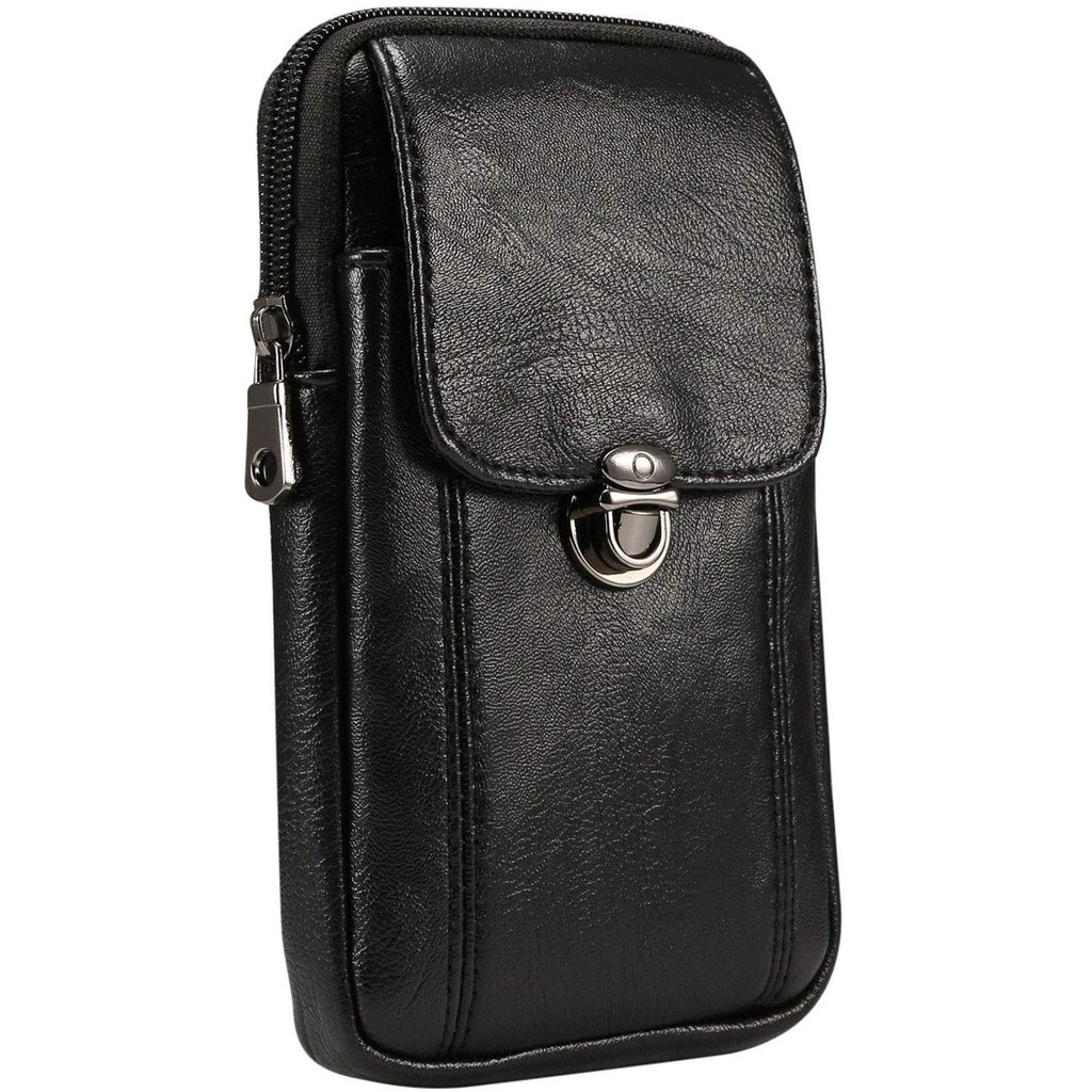 Túi Da Bò Đựng Điện Thoại Đeo Thắt Lưng Có Khóa Kéo Cho iPhone XR Xs Xs Max Samsung S8 Plus S6