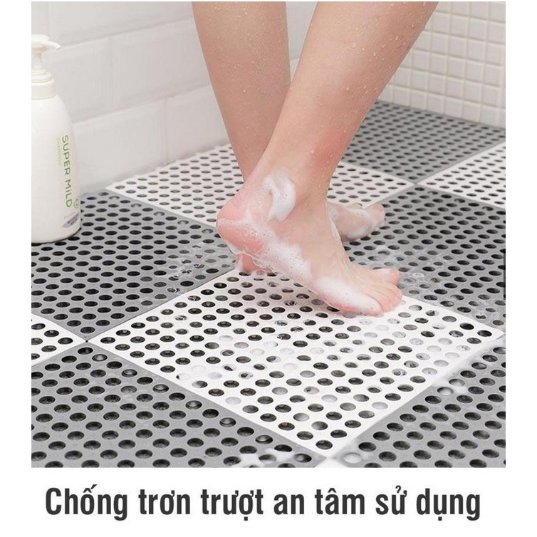 Thảm nhựa lót sàn nhà tắm, nhà vệ sinh,  chống trơn trượt, thoát nước nhanh, mềm dẻo êm chân