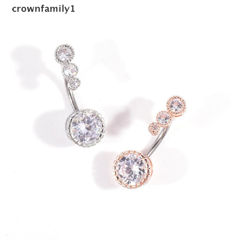 Khuyên Rốn Bốn Hạt Đá Tròn 14G crownfamily1
