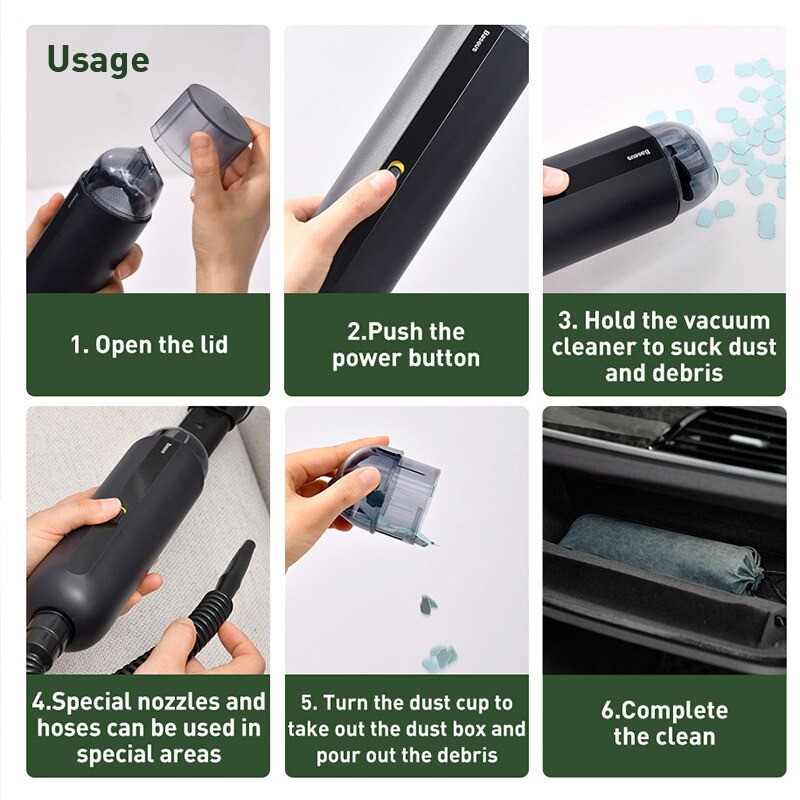 Hút Bụi Baseus A2 Car Vacuum Cleaner Mini Handheld Auto Vacuum Cleaner with 5000Pa Powerful Suction