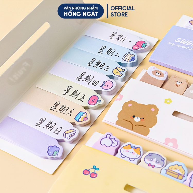 Giấy ghi chú dễ thương cute, giấy note phân trang ghi nhớ nhiều màu đồ dùng học tập văn phòng phẩm GN03