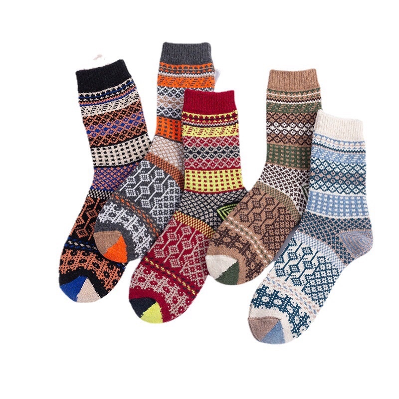 [TonaShoe] Tất Thổ Cẩm Hoạ Tiết Thoi Vintage Nam Nữ M6