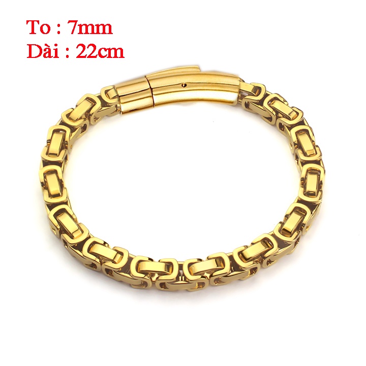 Lắc tay inox cao cấp kiểu ziczac 7mm khóa gài màu vàng sang trọng đem đến phong độ cho người đeo