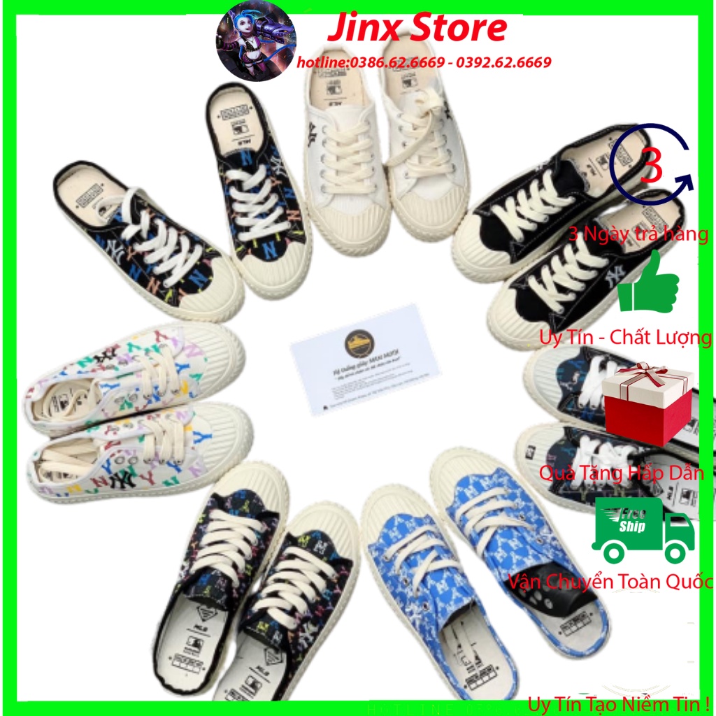 Giày mlb đạp gót, sục mlb ny, tổng hợp các màu full size bản trung cao cấp mammoth