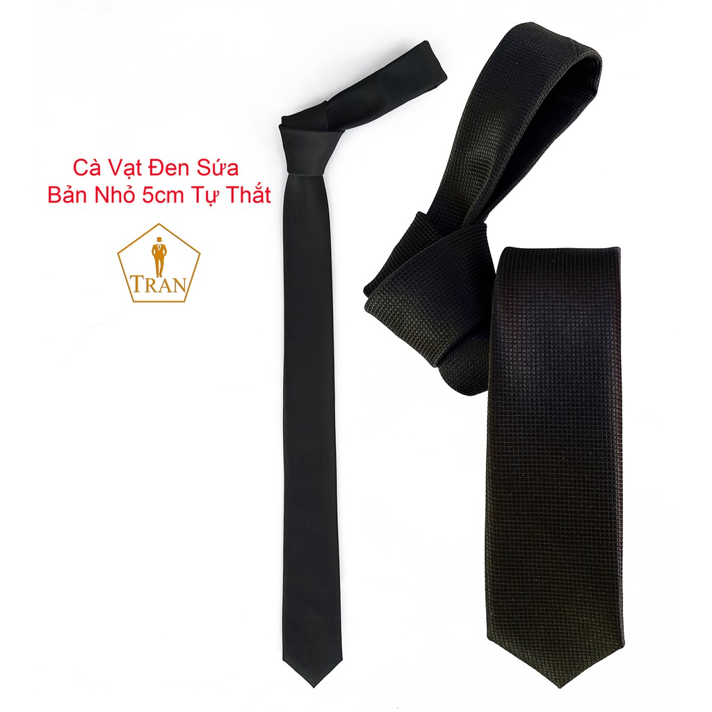 Cà Vạt, Caravat TRAZ MEN Ca vat Đen Nam Bản Nhỏ, Bản To Cao Cấp 5 8cm