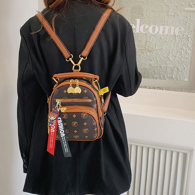 Ba Lô Da Mềm Cỡ Nhỏ In Họa Tiết Cá Tính Dễ Phối Đồ Thời Trang Cho Nữ