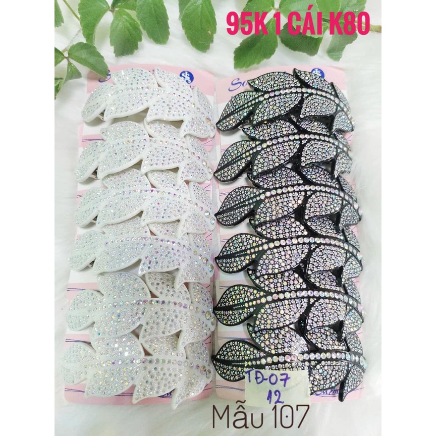 Cặp tóc - kẹp đuôi đính đá gam màu trắng đen songin mimosa