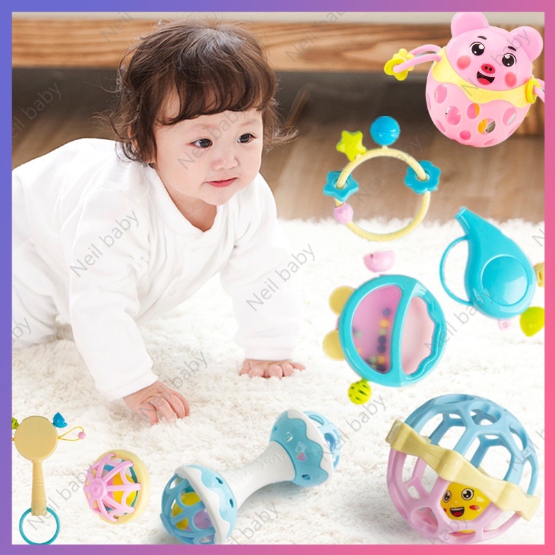 Xúc xắc gặm nướu Đồ chơi nhai cầm tay bằng cao su mềm cho bé Xúc xắc gặm nướu tiếng và cắn được cho bé sơ sinh bộ đồ chơi