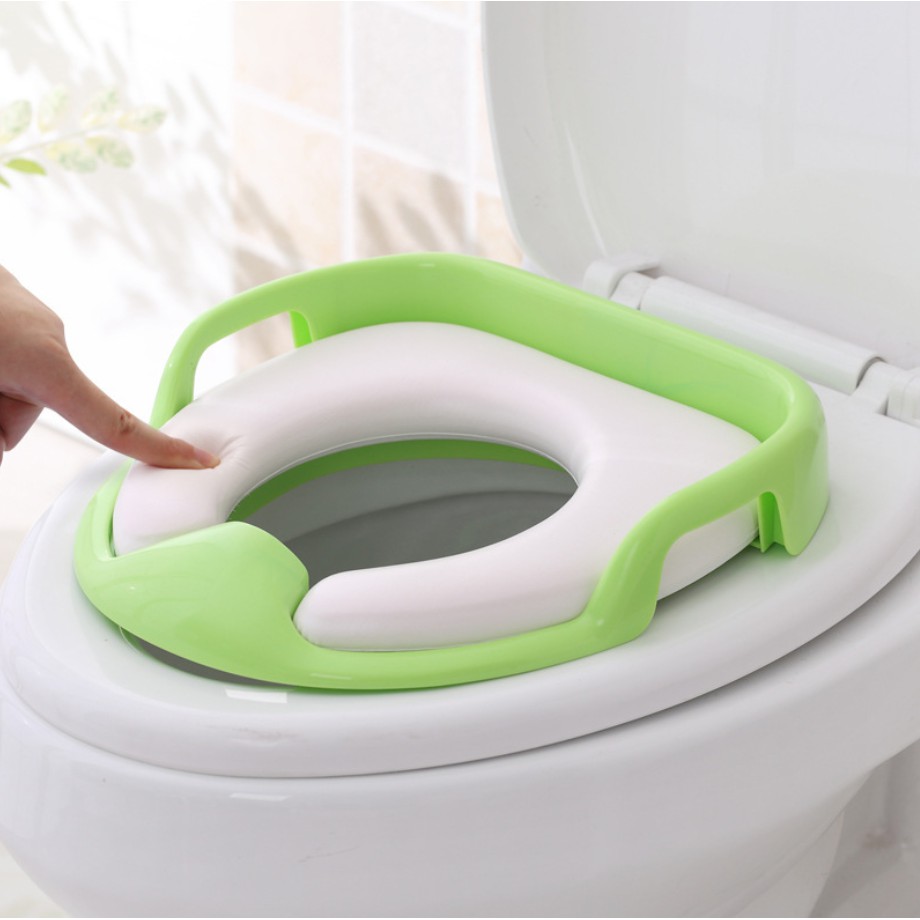 [Chọn Màu] Bệ Ngồi Toilet Thu Nhỏ Đi Vệ Sinh Cho Bé Có Tay Vịn