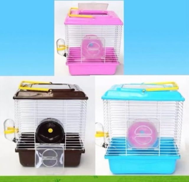 Lồng nắp mica giá rẻ ảnh thật (Đã bao gồm wheel, bát ăn, bình nước rồi nhé)