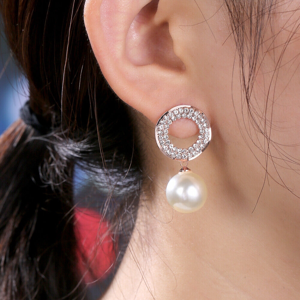 Hoa Tai Dáng Tròn Đính Đá Thời Trang Cho Nữ