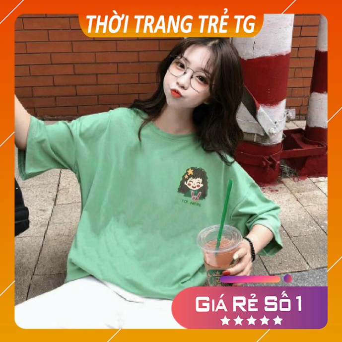 Áo thun💕𝑭𝒓𝒆𝒆𝒔𝒉𝒊𝒑💕 Áo phông form rộng dáng Unisex L138, mặc lớp, nhóm, cặp in chữ YO NOPE hình CÔ GÁI TÓC XÙ