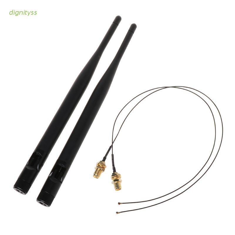 Set 2 cáp tín hiệu anten wifi 6dBi M.2 IPEX MHF4 U.fl sang RP-SMA cho thẻ Intel AC9260 9560 8265 8260 7265 7260NGFF M.2