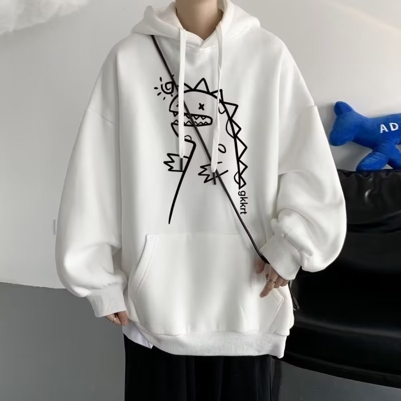Áo hoodie Dáng Rộng Cỡ Lớn In Họa Tiết Hoạt Hình Phong Cách Hip Hop Đường Phố Hàn Quốc Thời Trang Cho Nam M-5XL