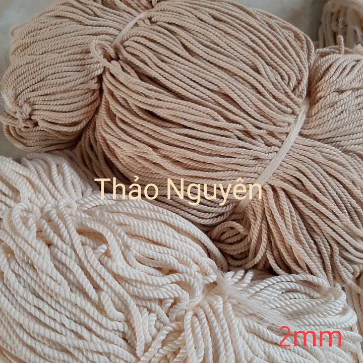 (COMBO 5KG ) Dây thừng đan macrame, dây cotton  .Màu ngà và kem ( 2mm ,3mm...10mm )