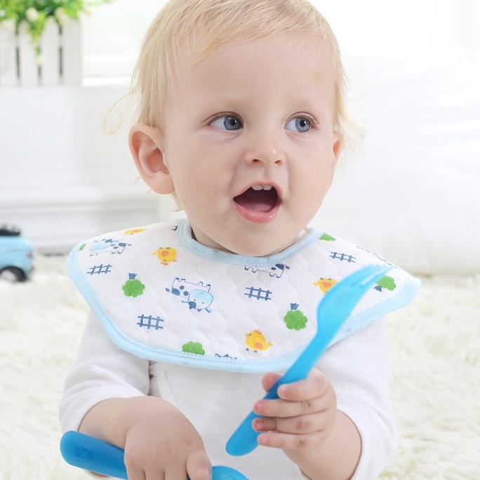 𝗦𝗵𝗼𝗽 𝗠𝗲̣ 𝗕𝗼𝗯 𝟴𝟲 - Yếm tròn cotton chống thấm cho bé hoạ tiết đáng yêu