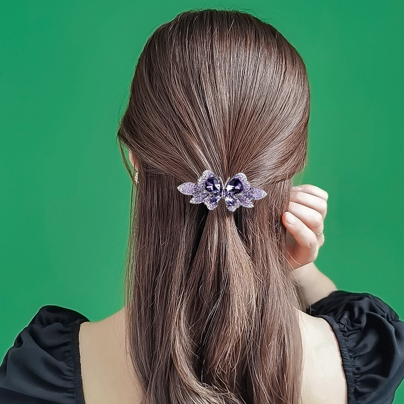 Kẹp Tóc Đính Đá Hình Hoa Bướm Phong Cách Thời Trang Hàn Quốc